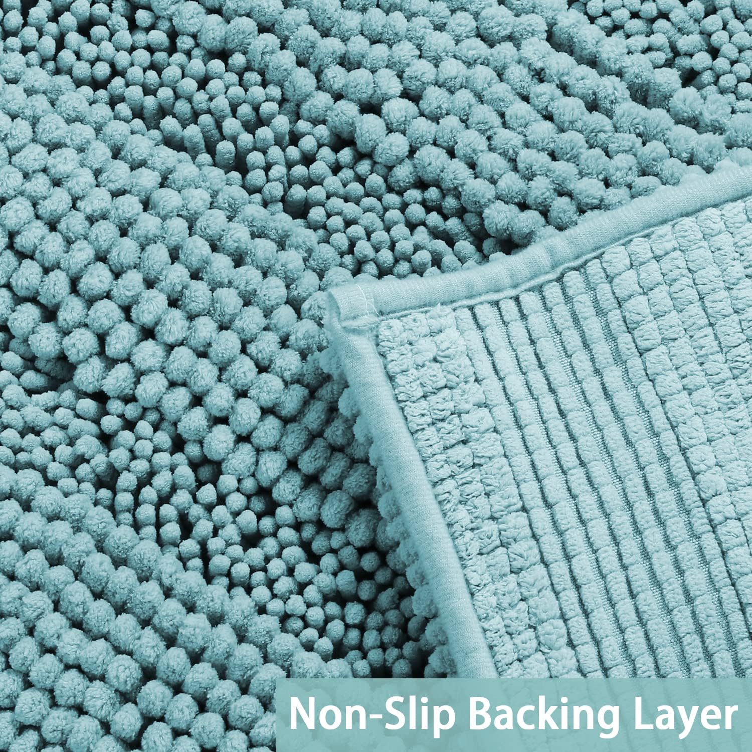 Turquoize Tapetes de baño de felpilla lanuda antideslizante, gruesa, para baño, juego de 1 tapete de baño de felpilla, suave, súper absorbente,