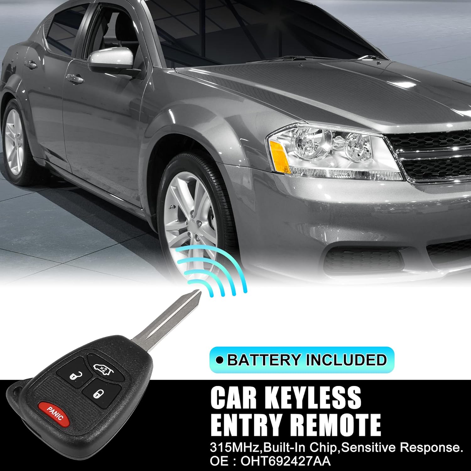 X AUTOHAUX OHT692427AA 315MHz – Llave de repuesto sin llave para Dodge Avenger 2008-2013 para Jeep Liberty 2008-2012 para Chrysler PT Cruiser