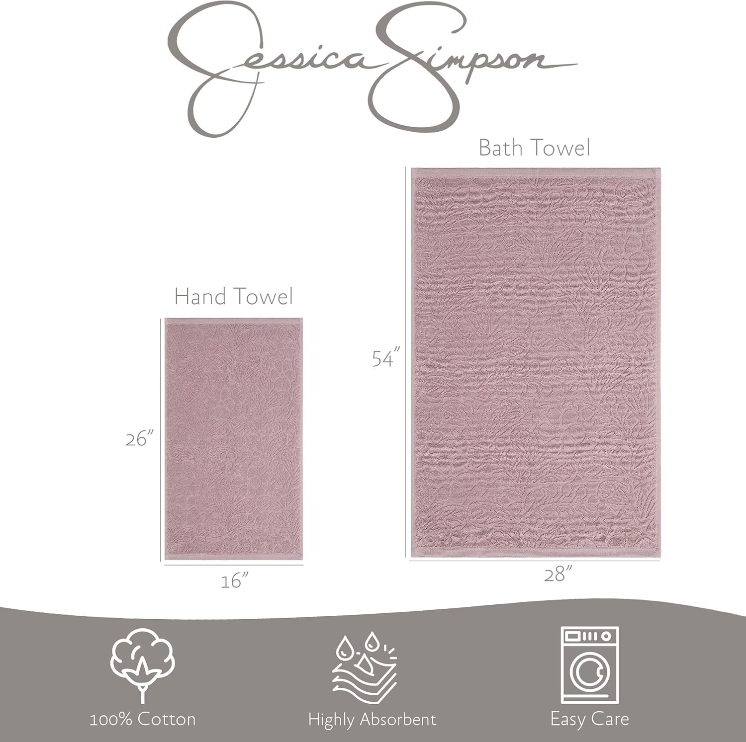 Jessica Simpson Juego de 4 toallas de baño  Rodeo Daisy  Decoración de baño premium  Incluye 2 toallas de mano y 2 toallas de ducha  100% algodón y