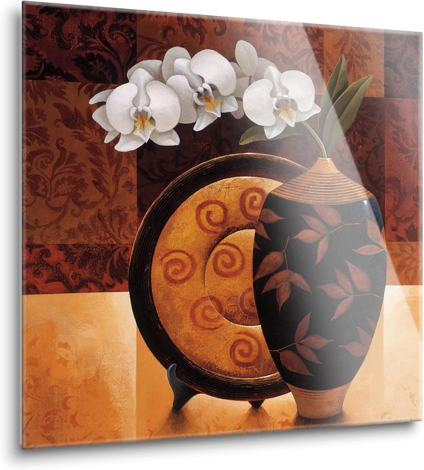 SOULFINE Arte de pared de vidrio templado sin marco, para decoración del hogar, 12.0 x 12.0in, Orquídea Linda II