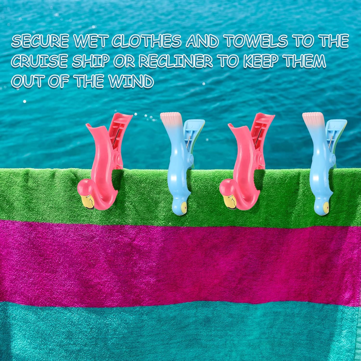 Sieral 8 clips para toallas de playa, pinzas para sillas de playa, loro flamenco, soportes para toallas de alta resistencia, alfileres de ropa