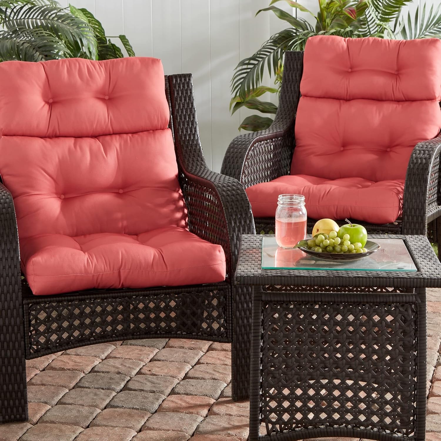 Greendale Home Fashions Cojines para silla de respaldo alto de 44 x 22 pulgadas, 2 unidades (paquete de 1), color coral