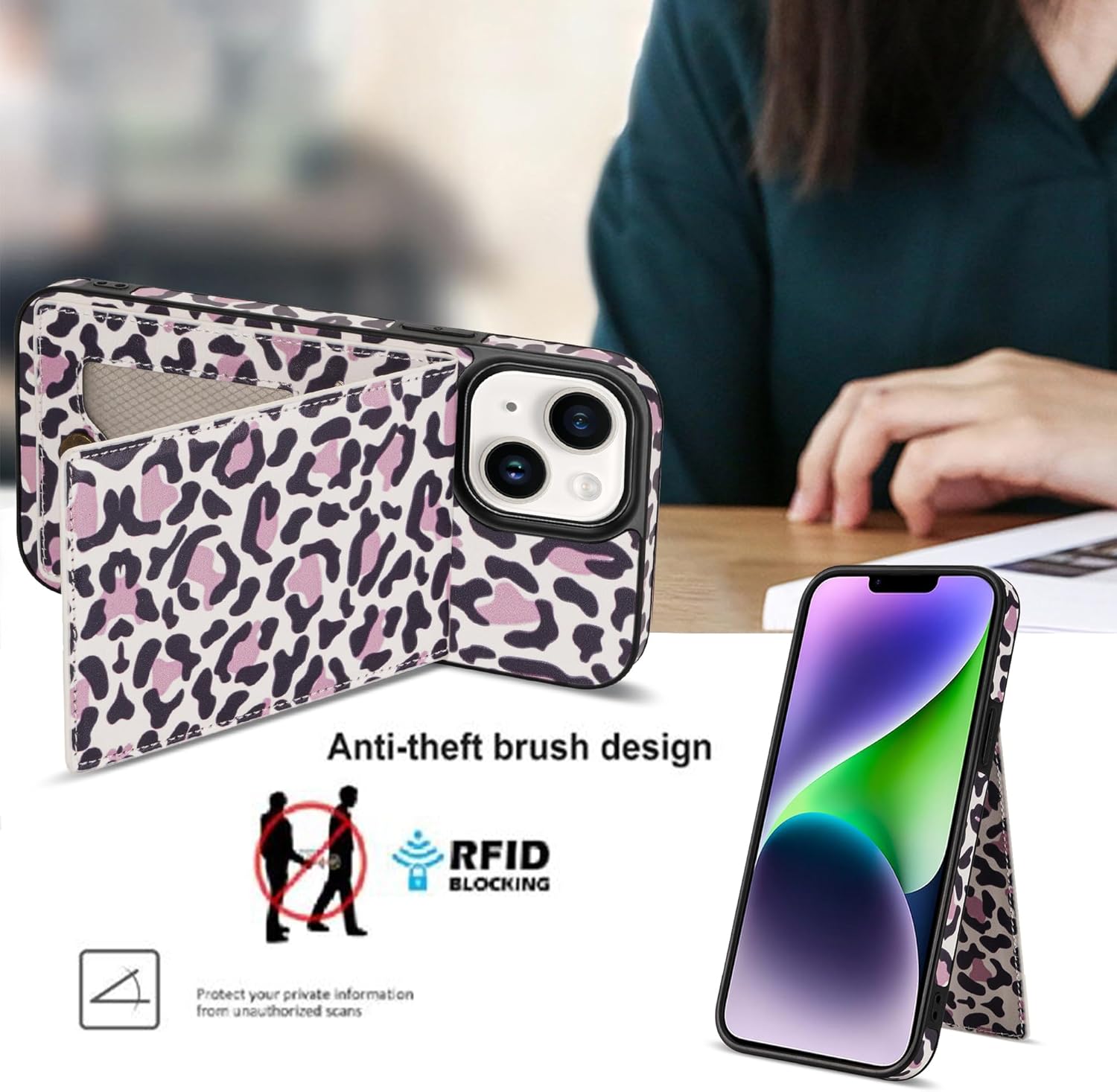 Asuwish Funda para iPhone 15 Plus de 6.7 pulgadas, funda tipo cartera con protector de pantalla, soporte para tarjeta RFID, soporte de ranura para