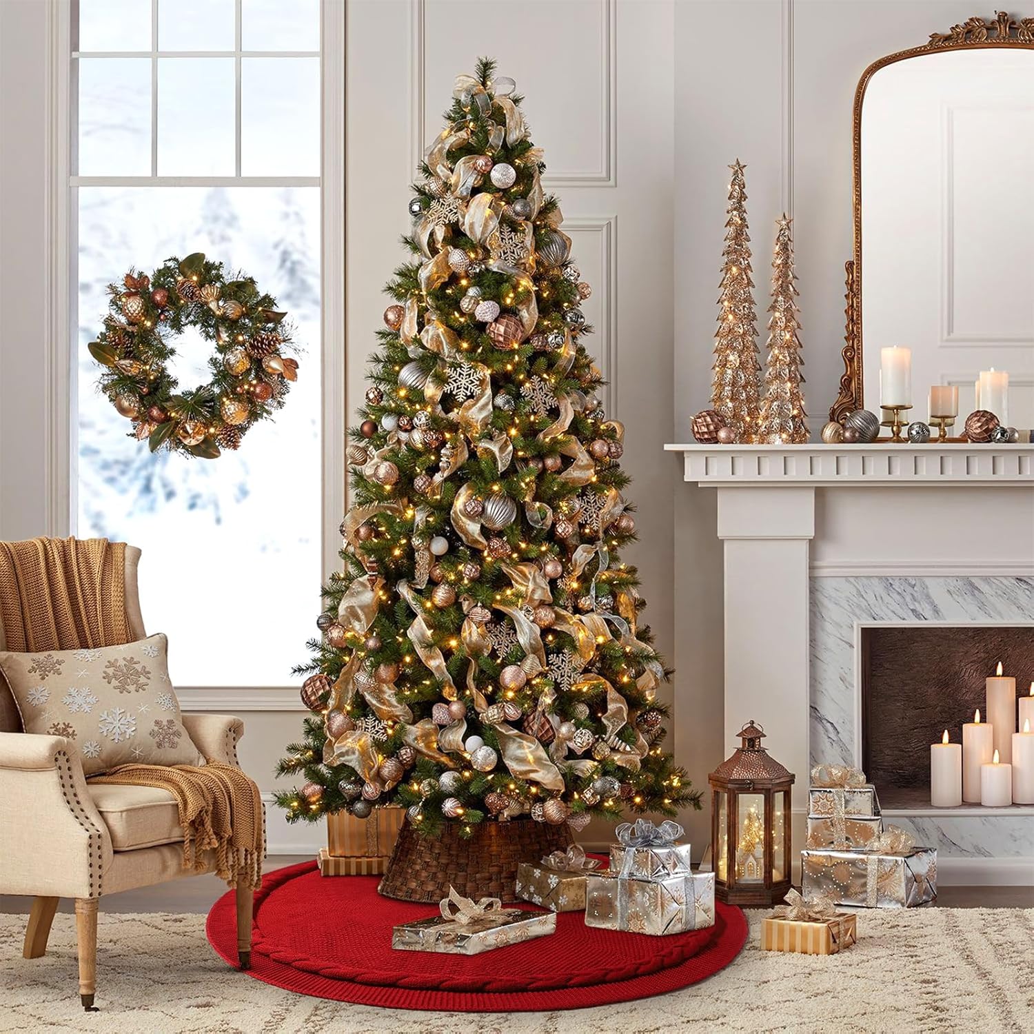Falda de árbol de Navidad de punto de 48 pulgadas, falda de árbol de Navidad de punto trenzado rojo, decoración de falda de árbol de Navidad rústica