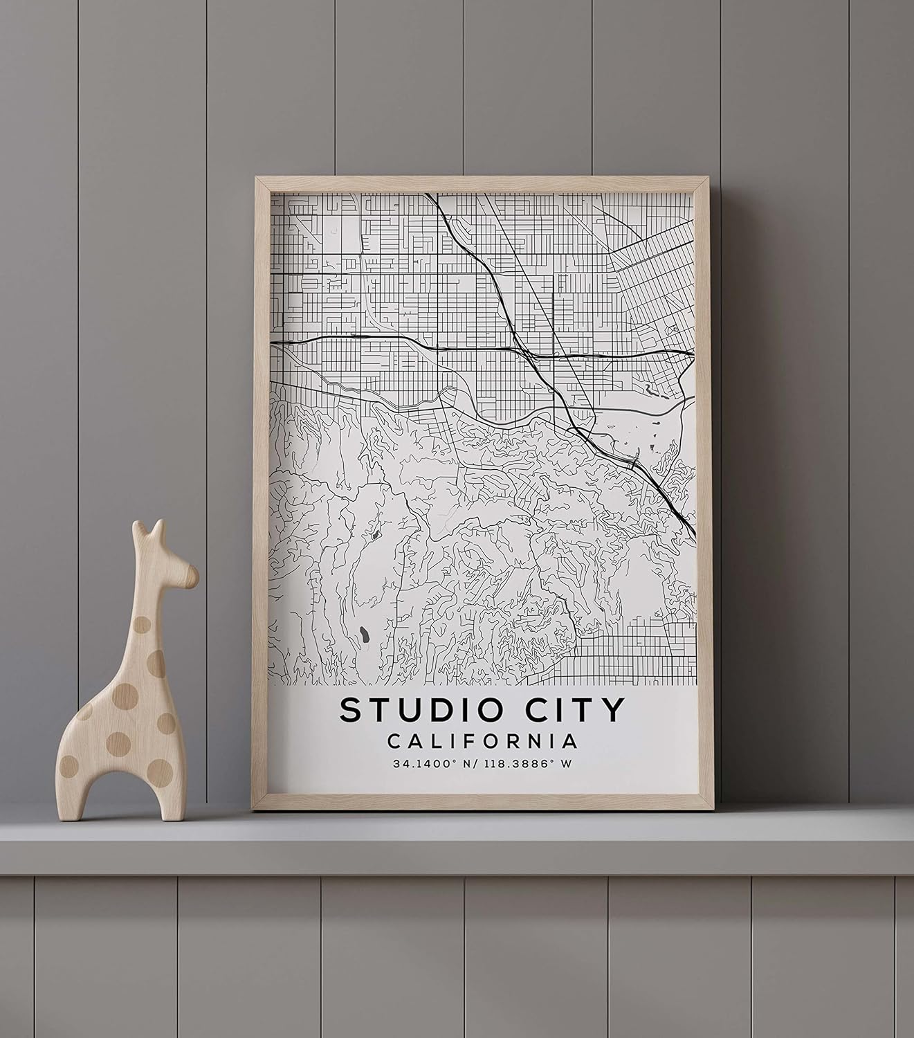 Mapa de Studio City, California, Light 2 (18×24)