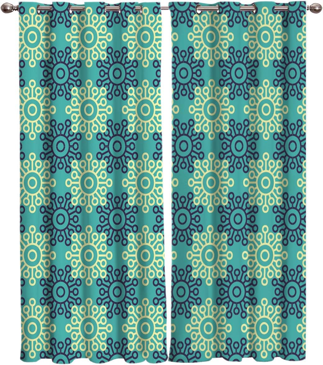 Blackout Curtains Thermal Insulated Green Round Floral Pattern Solid Pattern Metal Grommet Elegant Room Drapes Window Curtain for Bedroom Living