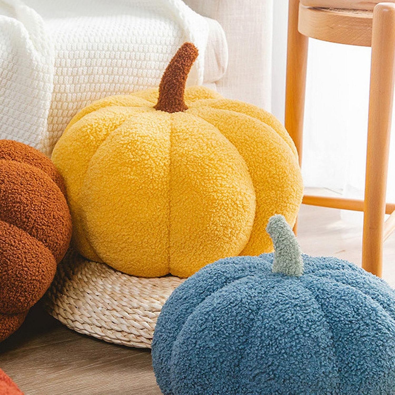 Almohada de peluche de calabaza, almohadas de calabaza de peluche, juguetes suaves, duraderos, decorativos en forma de 3D, cojín de calabaza para