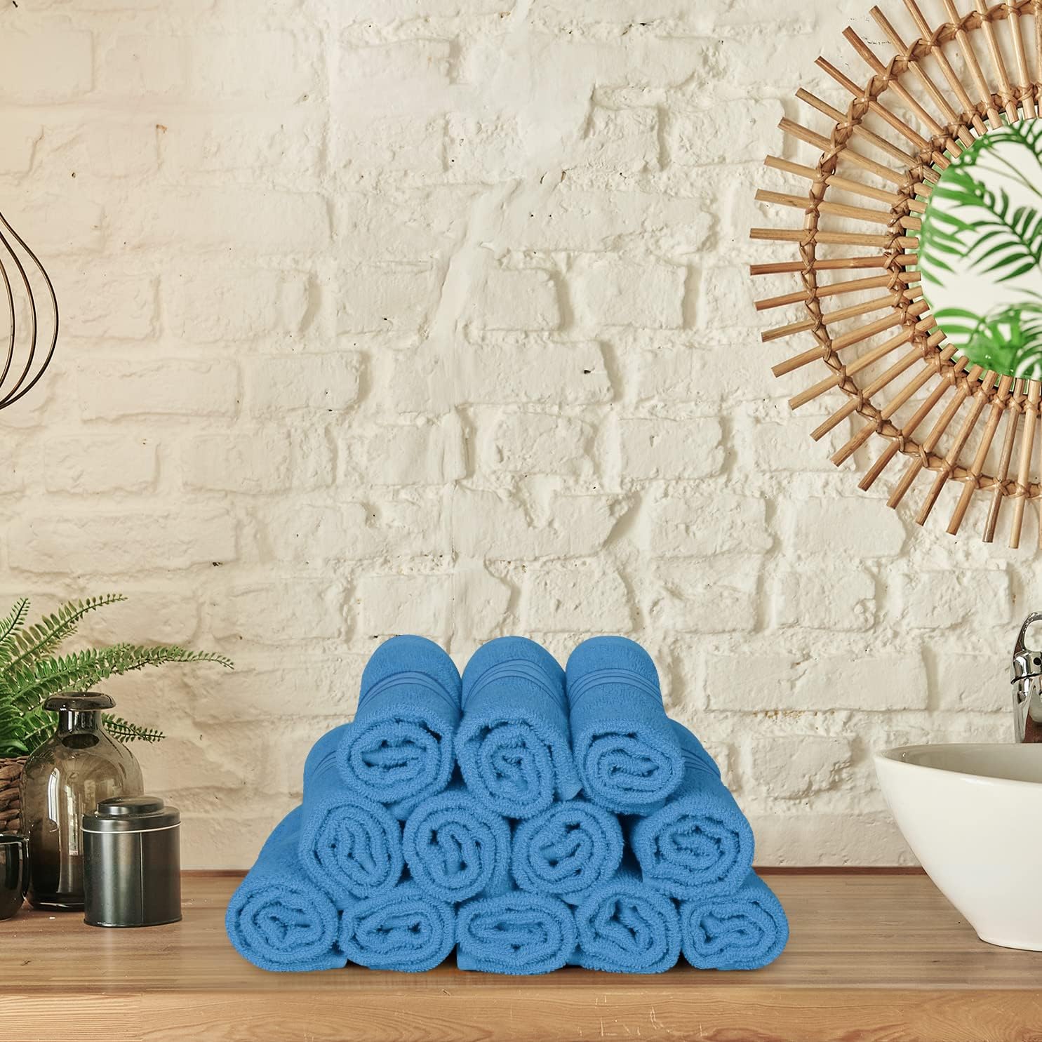 Utopia Towels Paquete de 12 toallas de primera calidad (12 x 12 pulgadas) 100% algodón, franela, hilado en anillo, altamente absorbentes y suaves al