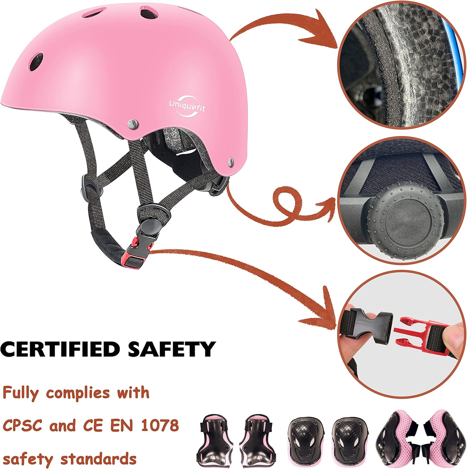 Juego de equipo de protección para niños y niñas, equipo de seguridad para deportes al aire libre, 7 unidades, casco infantil, rodilleras y coderas,