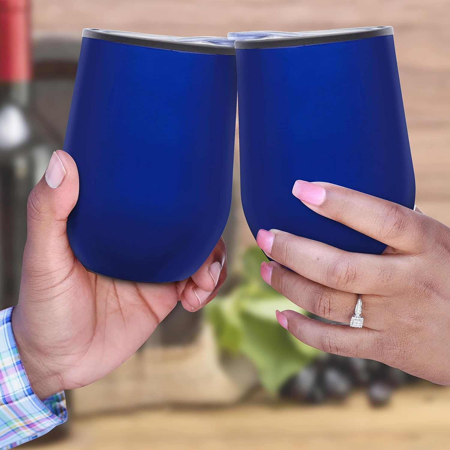 DISCOUNT PROMOS Vasos de vino sin tallo de 12 onzas, juego de 6, paquete a granel, aislados, perfectos para vino, cócteles, otras bebidas frías y