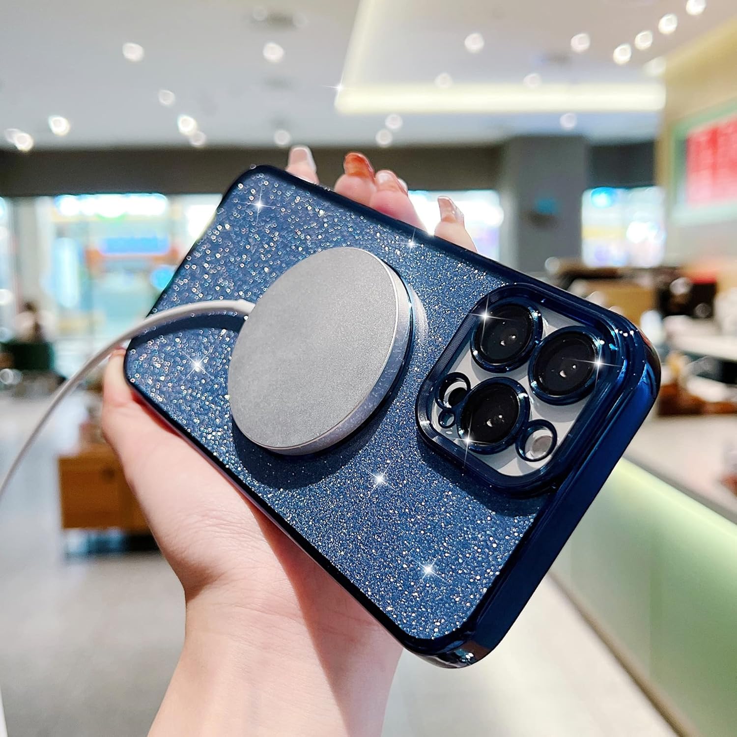 Eiyikof Funda magnética compatible con iPhone 13 Pro de 6.1 pulgadas compatible con MagSafe con protector de lente de cámara, bonita funda