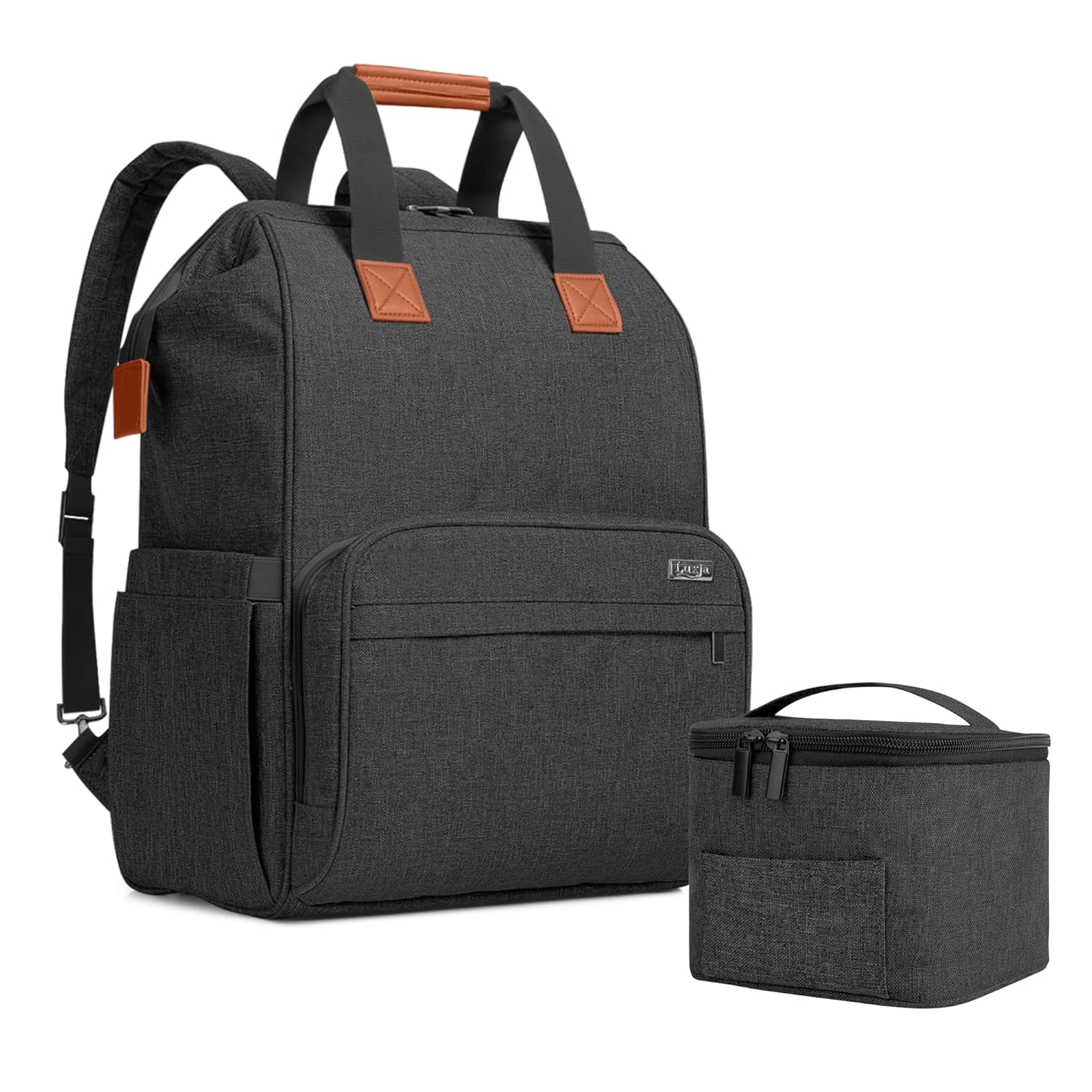 Luxja Bolsa para extractor de leche con bolsa enfriadora para madres trabajadoras, mochila para extractor de leche con funda para laptop de 14