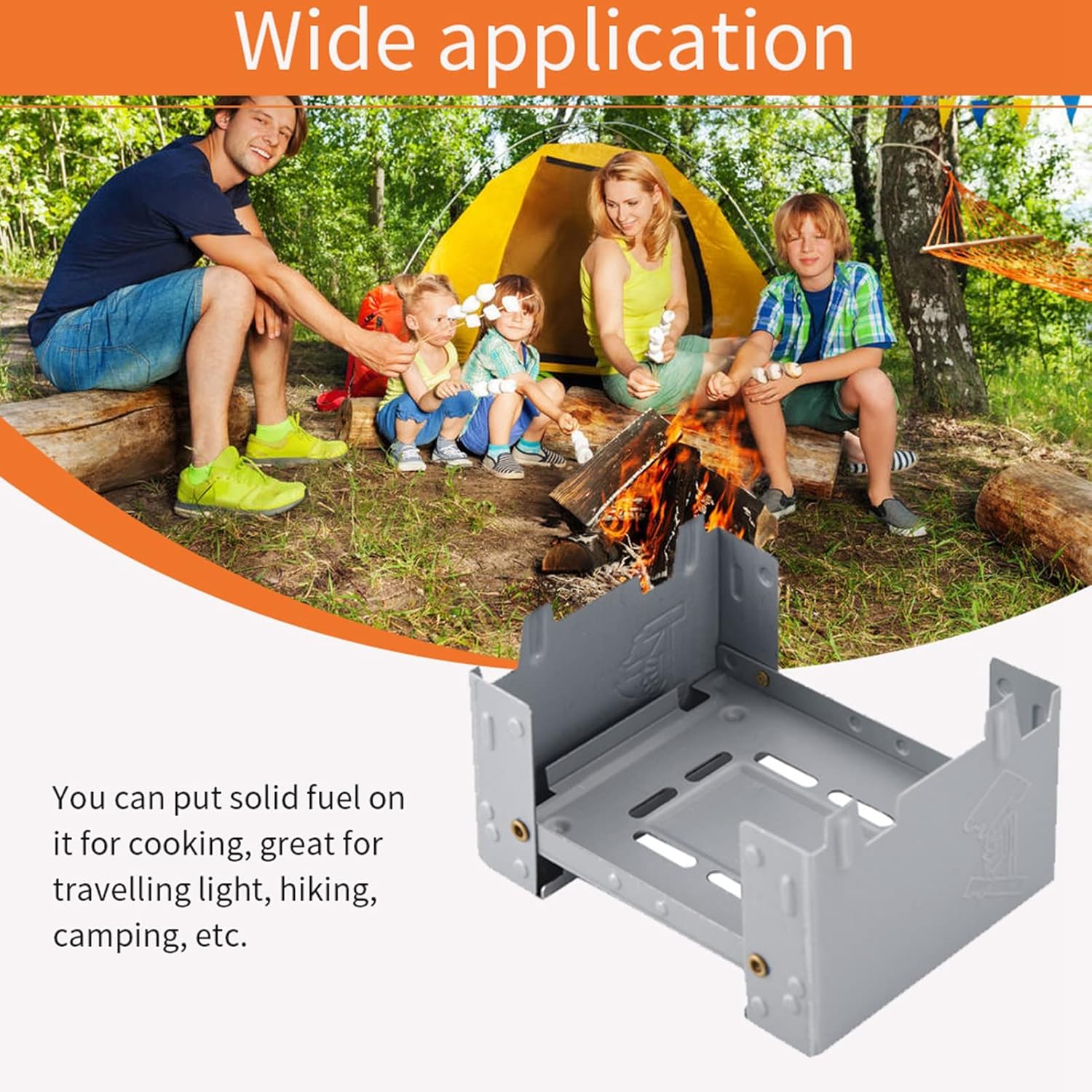 3.740 x 2.953 in Camp Fire Tablets bolsillo estufa plegable emergencia camping estufa combustible sólido quemador portátil al aire libre