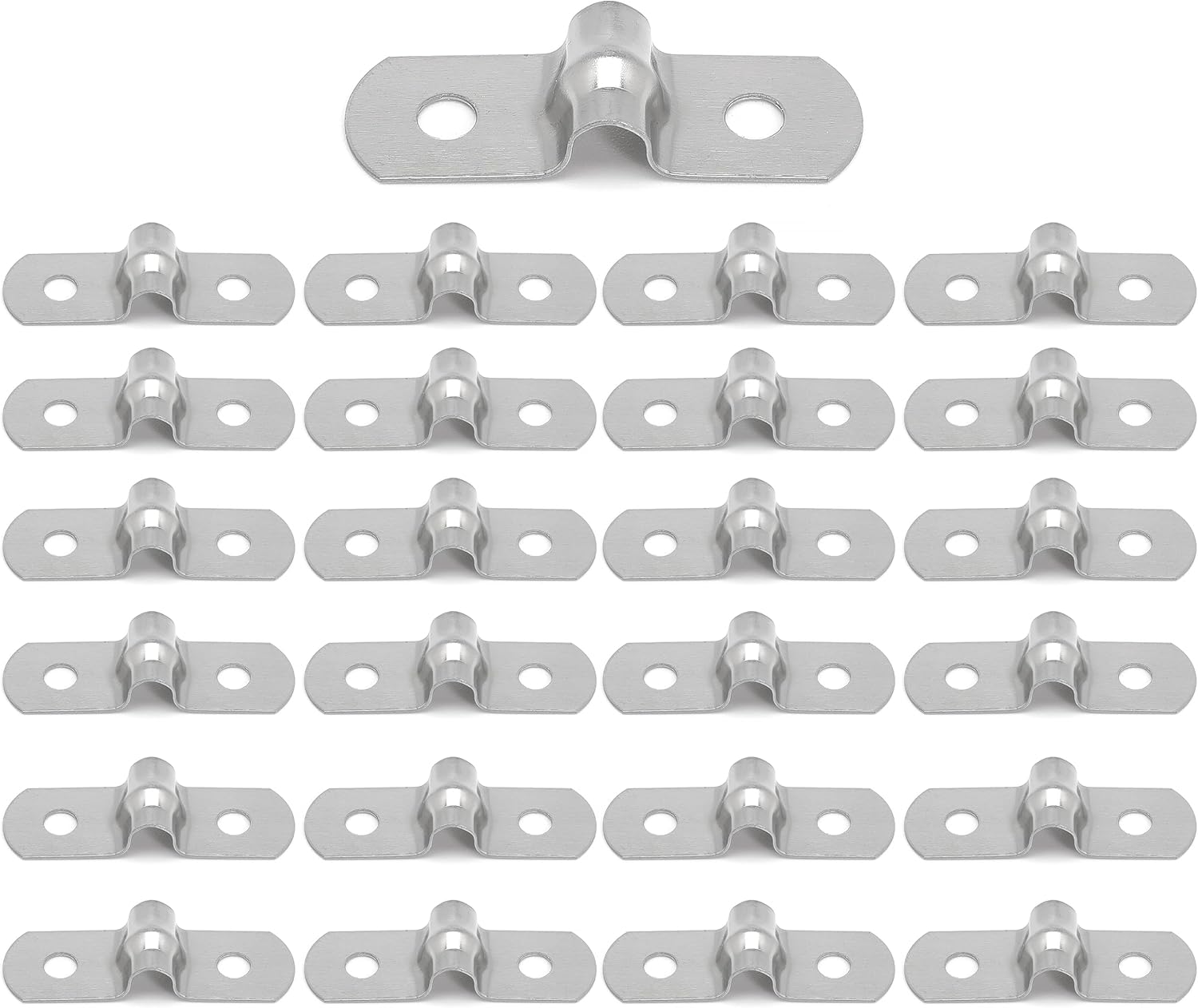 25 correas de tubo rígido de acero inoxidable M5 304 con dos agujeros, abrazaderas de tubo, soporte de tubería resistente para instalación de tubos,