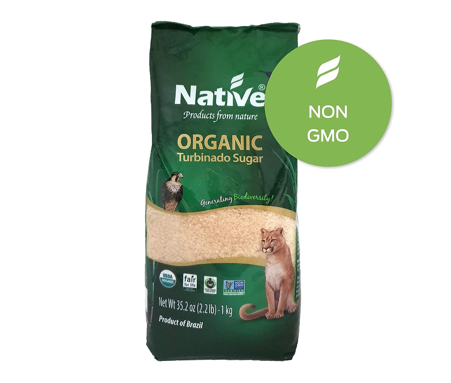 Native Organic – Azúcar de caña turbinado (Demerara), 2.2 libras (paquete de 12)