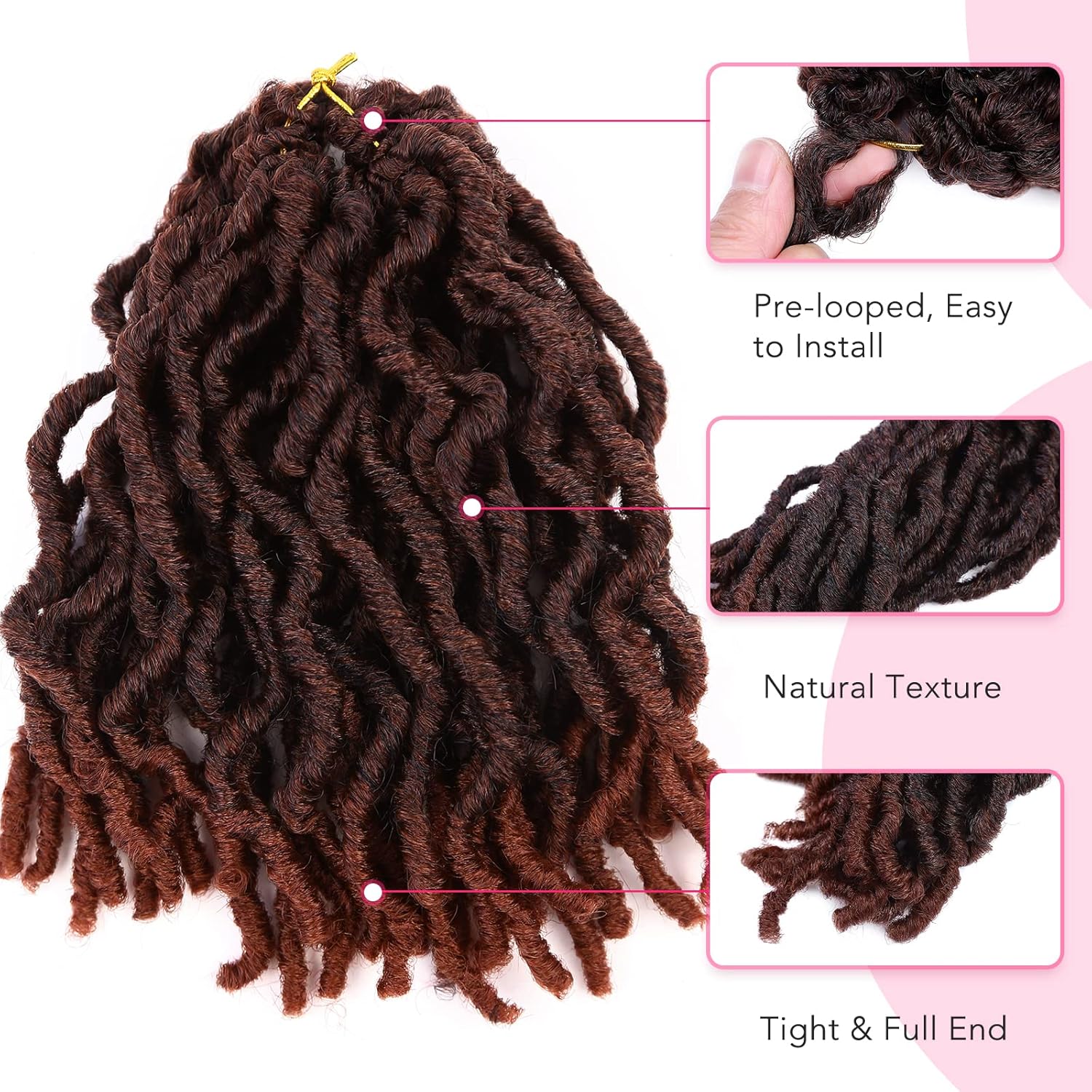 FAVE 120 mechones de pelo sintético de ganchillo de 8 pulgadas, rastas suaves preenrolladas, rastas cortas trenzadas, cabello trenzado de ganchillo