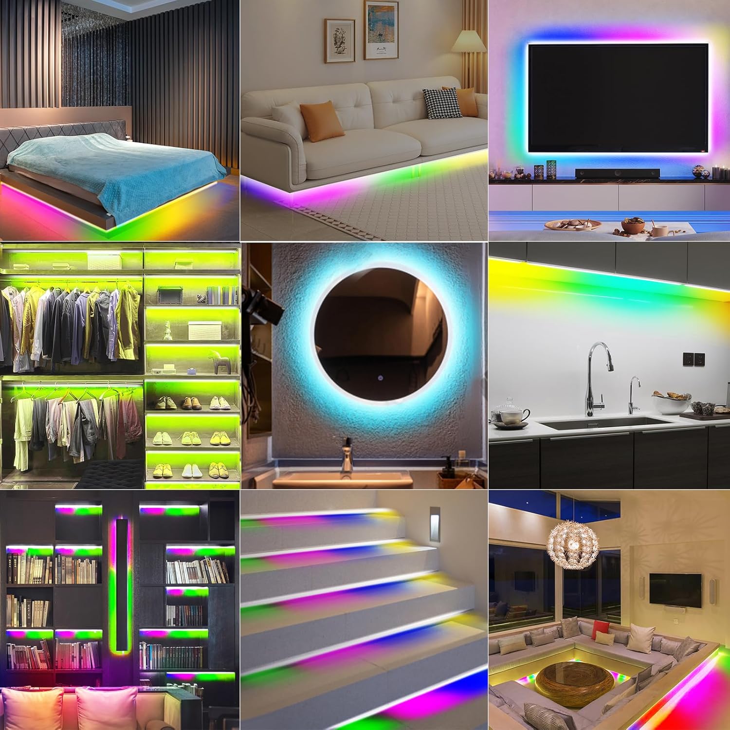 Tira de luces LED para TV, tira de luces LED alimentadas por USB de 13.12 pies para TV detrás de 32 a 65 pulgadas, luces RGB que cambian de color