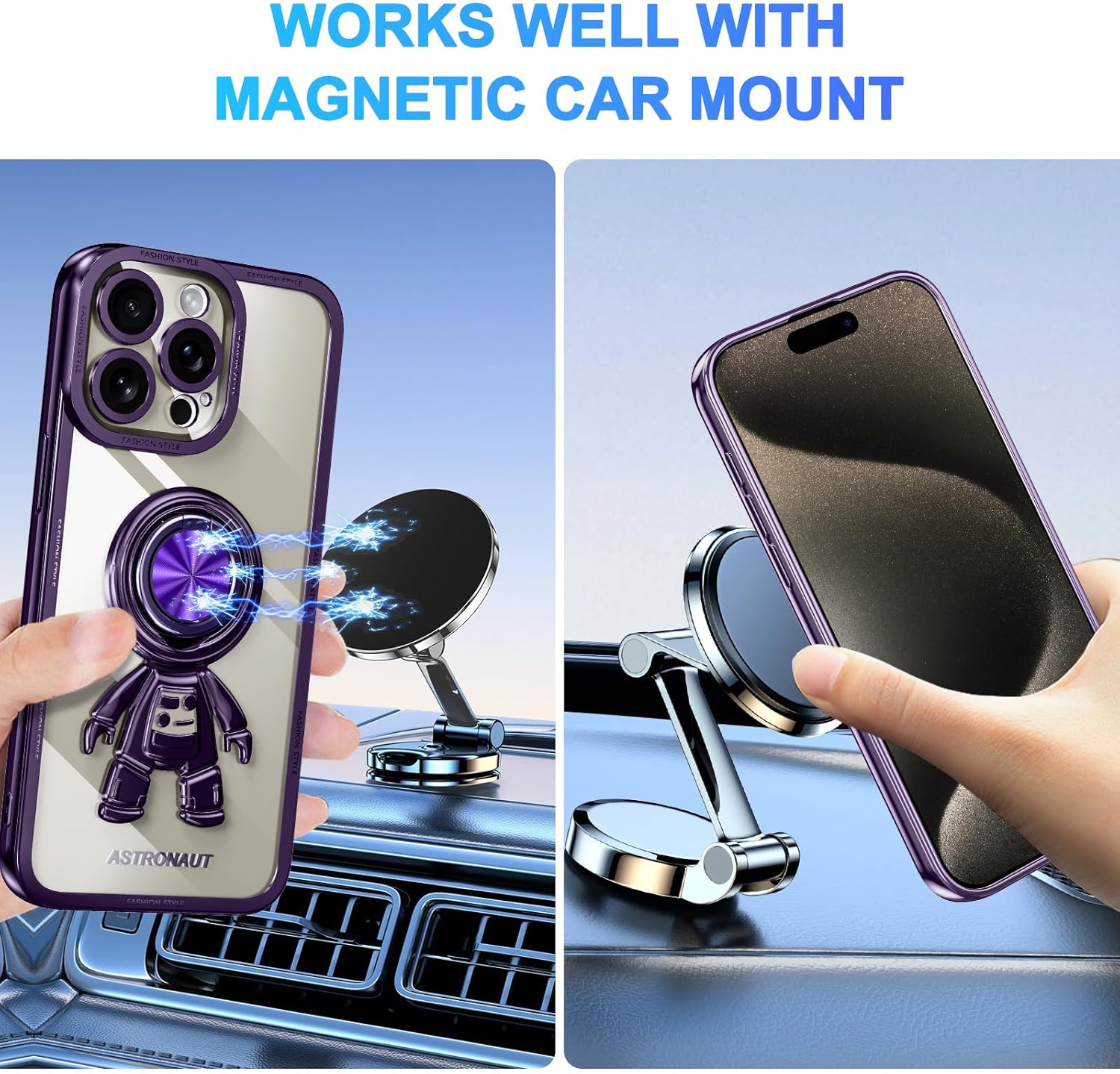 Lontect Funda para iPhone 15 Pro Max a prueba de golpes, protección de cuerpo completo, soporte de anillo de astronautas, protección delgada y