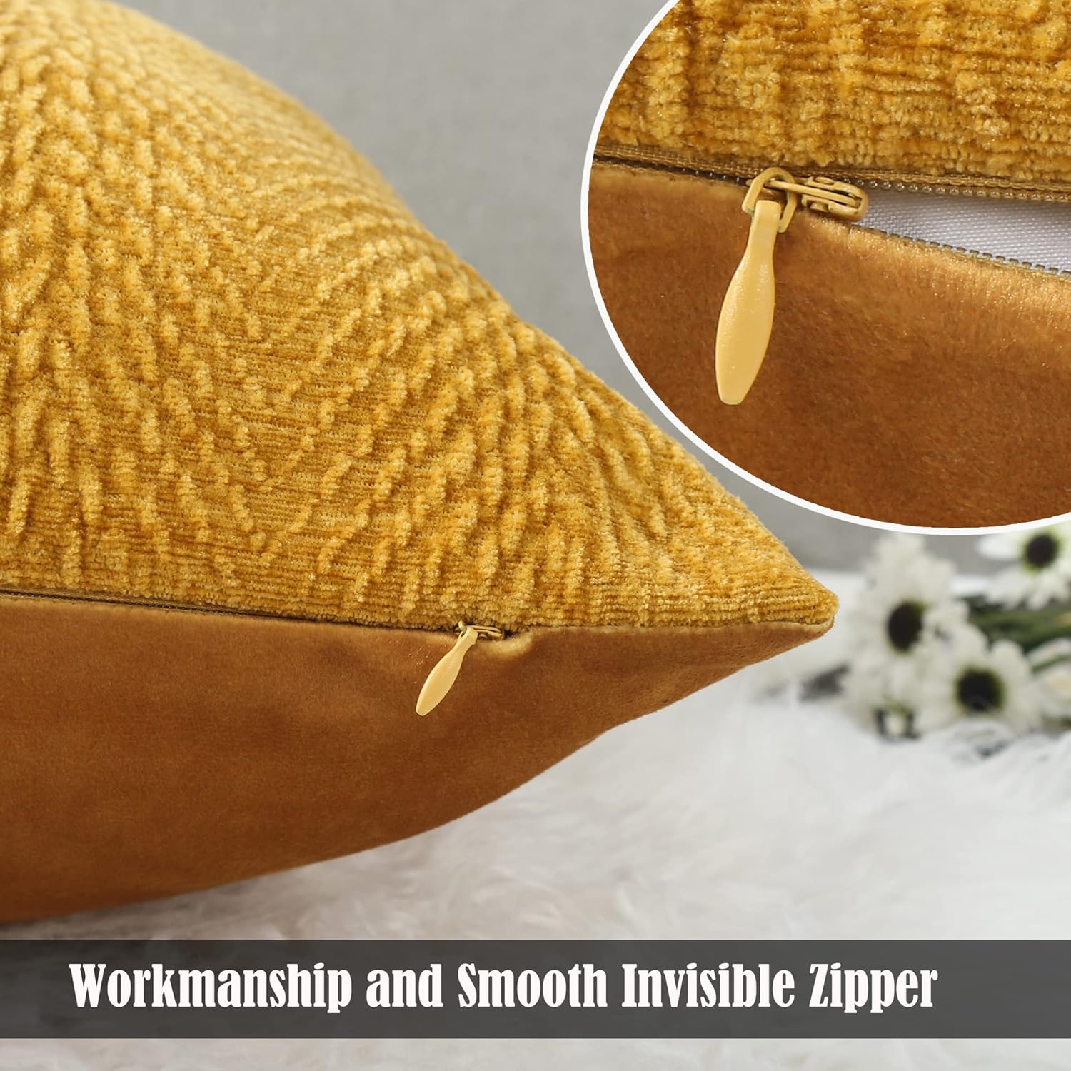 Paquete de 2 fundas de almohada para sofá, hogar, acogedora funda de almohada de felpilla texturizada, funda de cojín decorativa para sofá, 18 x 18