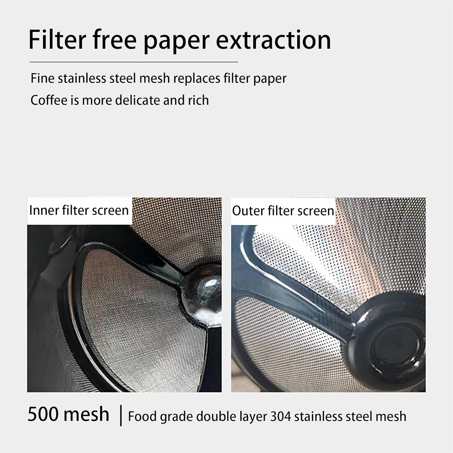 Gotero de café para verter sobre café, filtros de café reutilizables de acero inoxidable, filtro de café de campamento fácil de limpiar, cafetera de
