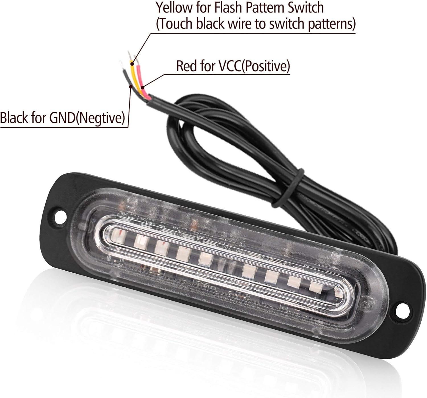 Paquete de 4 luces LED estroboscópicas ultra delgadas de 4.4 pulgadas, 10 luces LED estroboscópicas de montaje en superficie (rojoazul)