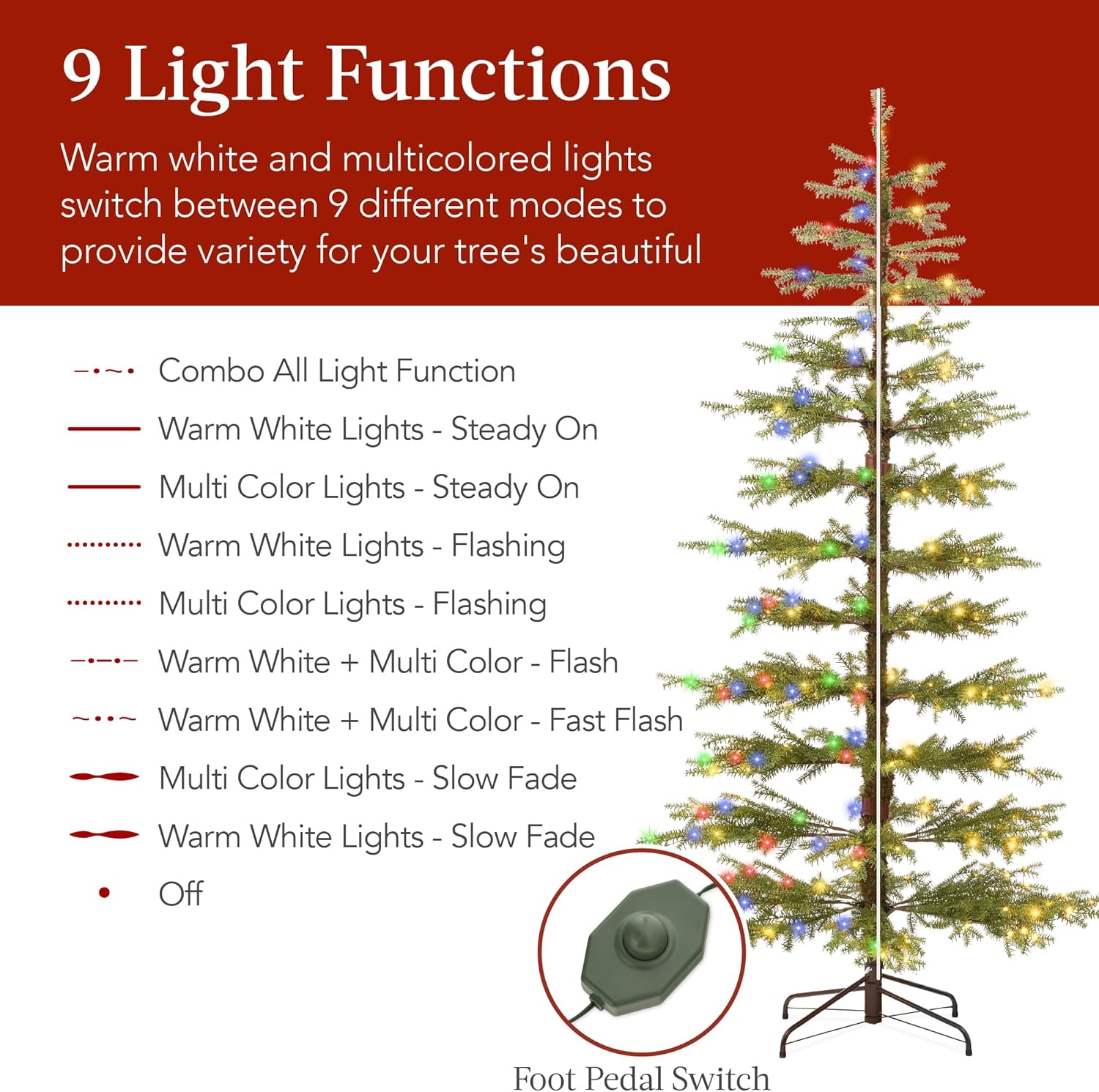 Best Choice Products Árbol de Navidad preiluminado de 6 pies, decoración navideña de pino artificial con 880 puntas de rama, 200 luces LED