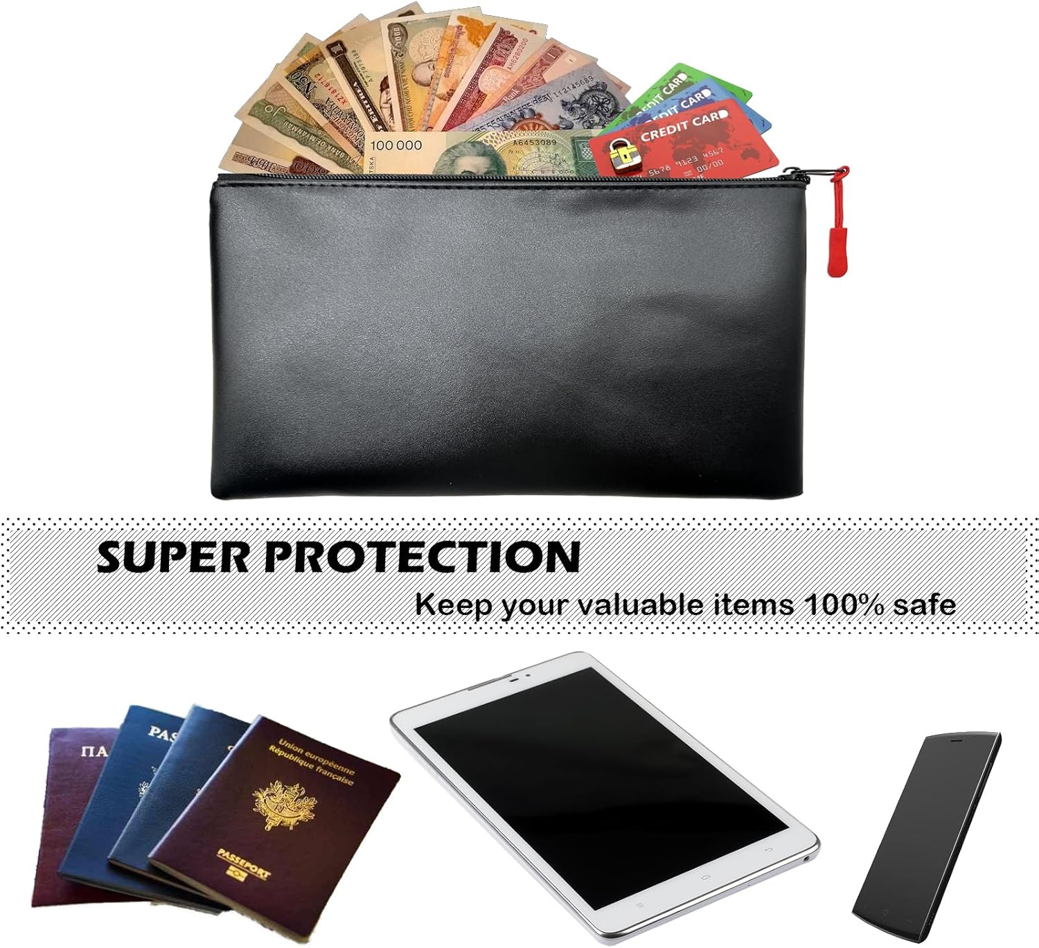 Bolsas de dinero con cremallera, bolsa de seguridad con cremallera de 11 x 6.1 pulgadas, bolsa bancaria, bolsa de efectivo, cartera de cheques,