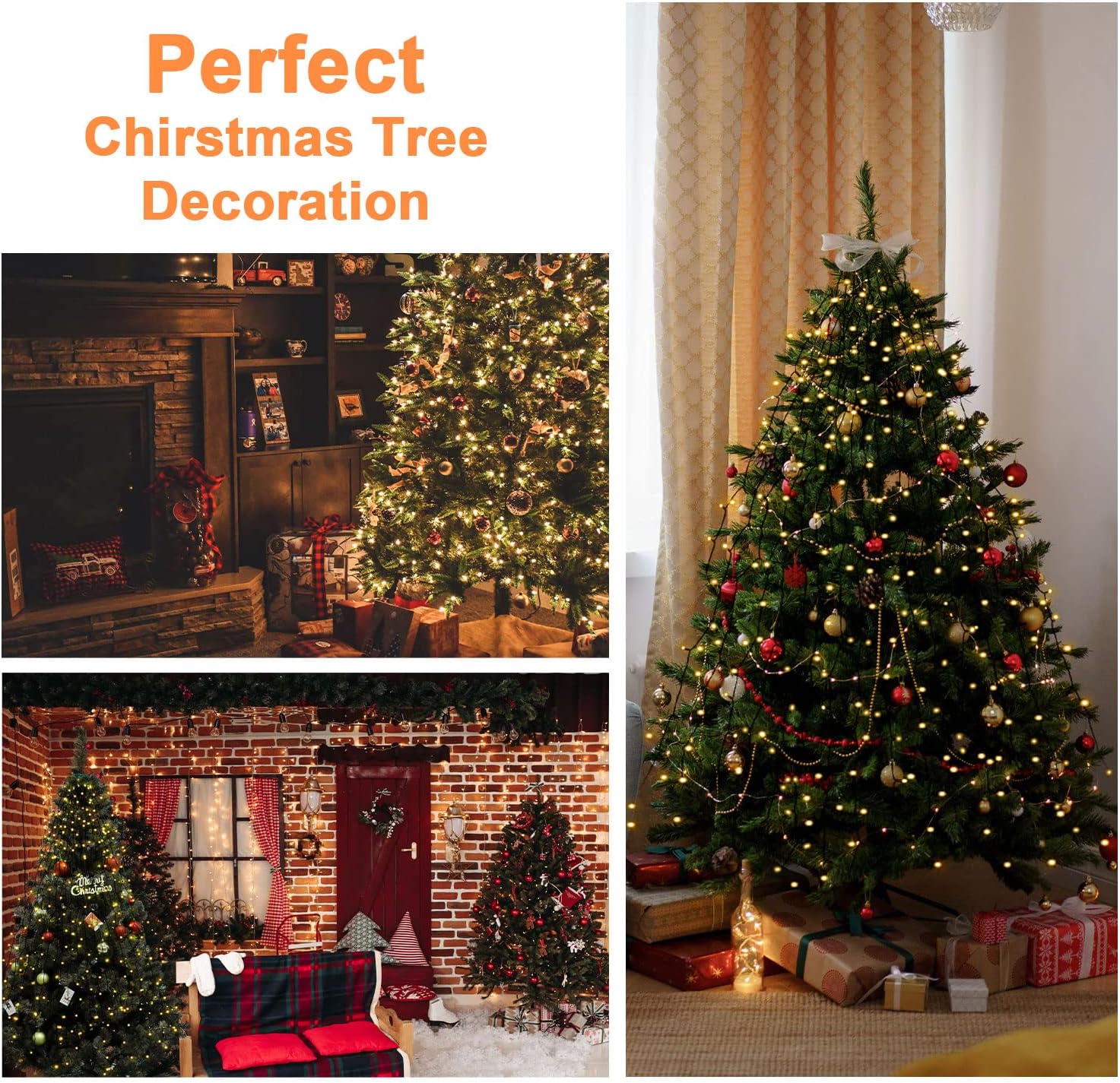 BOLWEO Luces de árbol de Navidad, 592 luces LED de 16 líneas de luces de Navidad para árbol, 8 modos para árbol de Navidad de 8 a 10 pies,