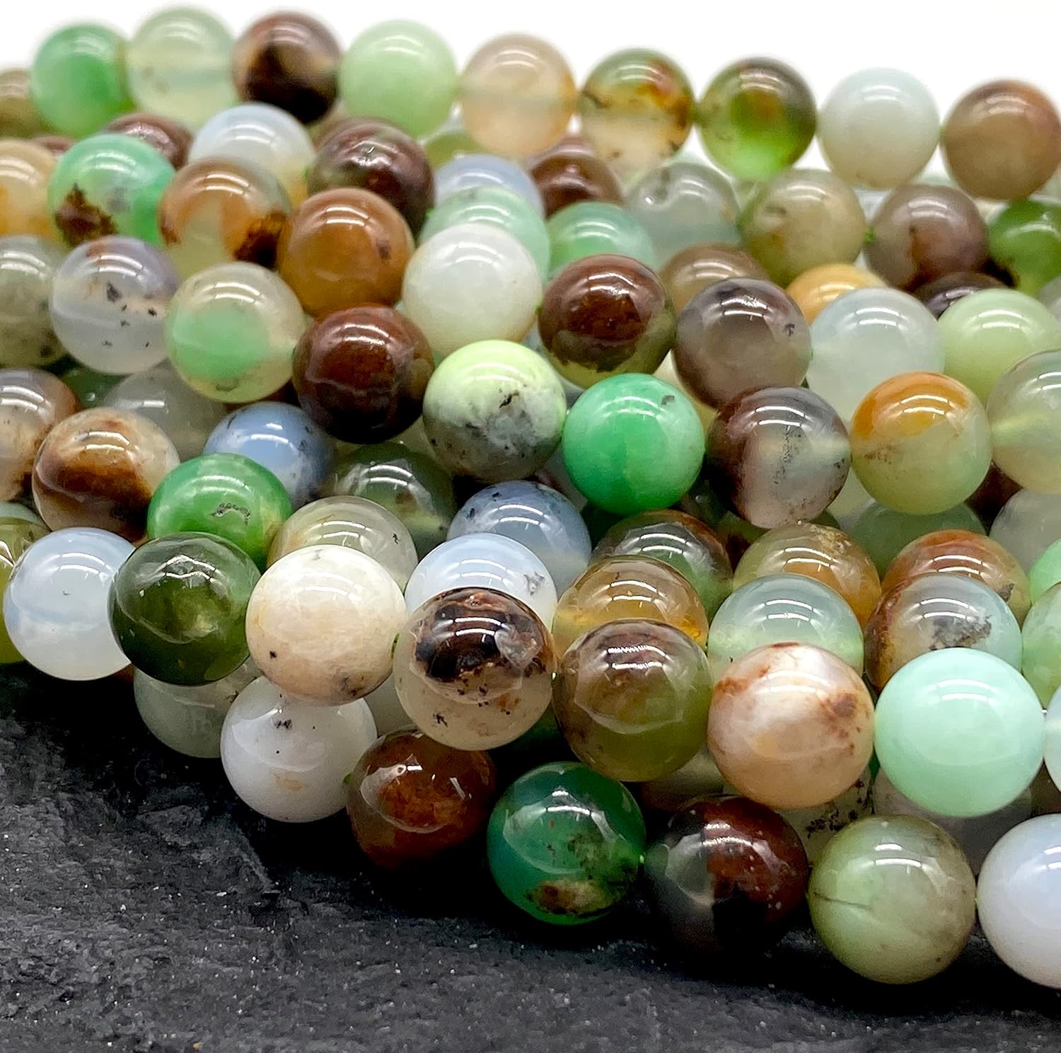 ABCGEMS – Cuentas de crisoprasa tricolor australiana (grado AAA, hermosas inclusiones), piedra curativa energética de chakras de cristal natural,