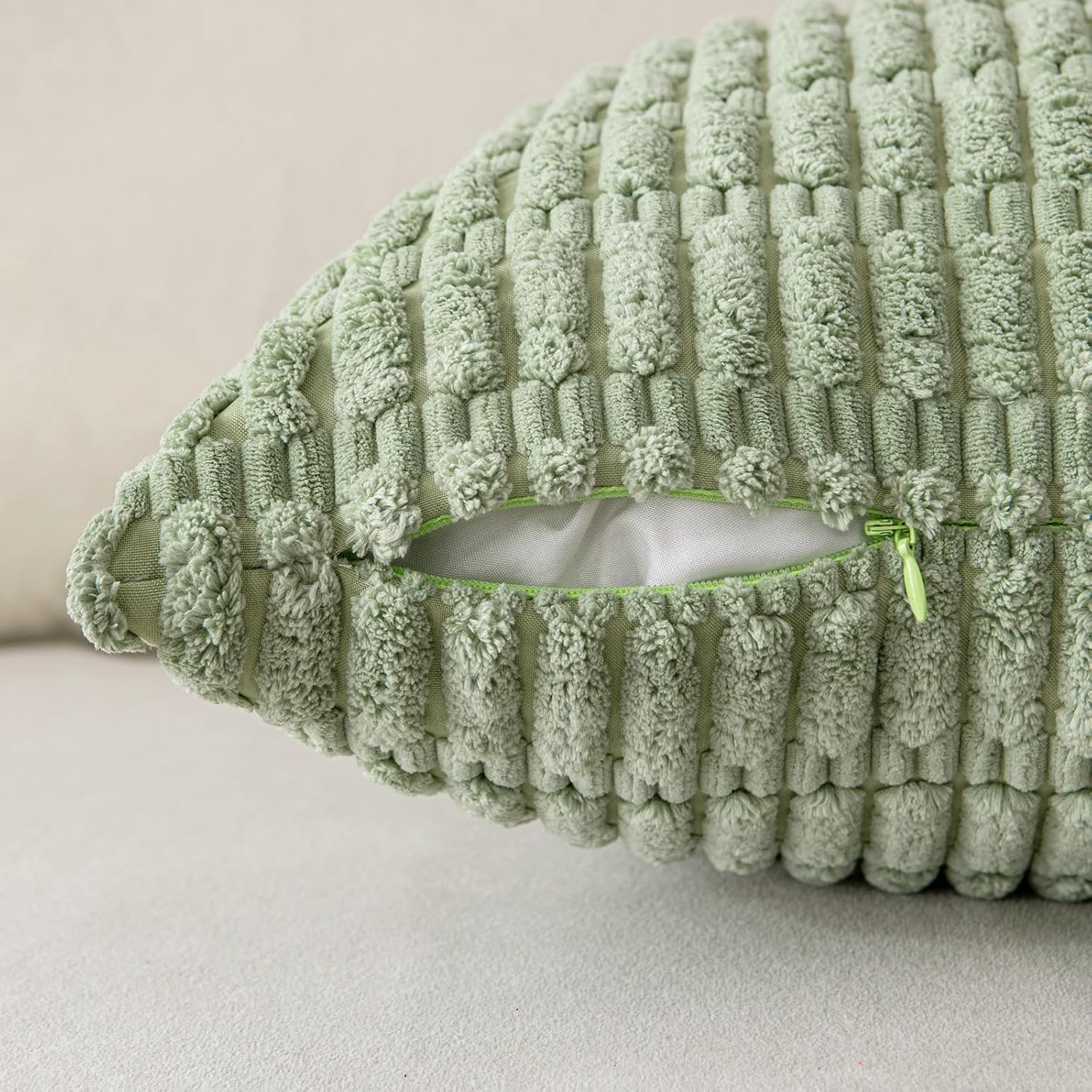 Paquete de 2 fundas de almohada decorativas de primavera verde salvia de 16 x 16 pulgadas para sofá, cama, sala de estar, funda de cojín cuadrada de
