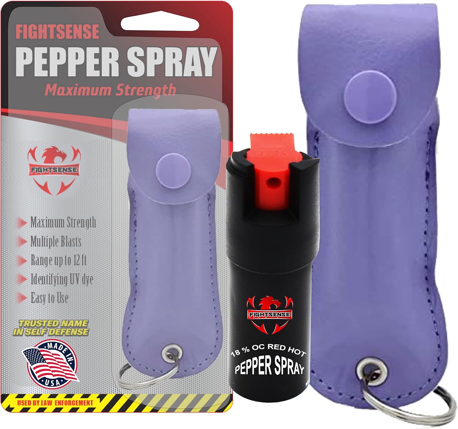 FIGHTSENSE – Gas pimienta de máxima resistencia de 0.5 oz, tamaño compacto, fórmula de grado policial mejor herramienta de autodefensa para mujeres