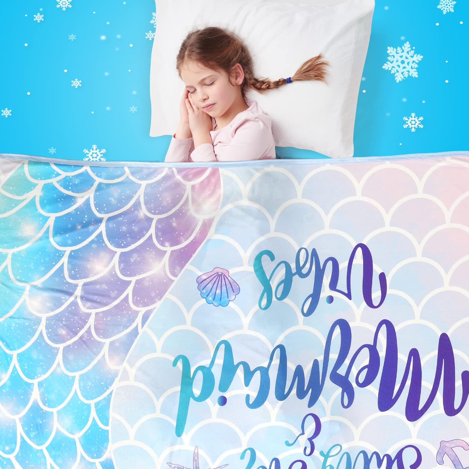 Manta refrescante de sirena para niñas, manta refrescante de sirena para niñas, manta refrescante ligera para niños que duermen con calor, efecto