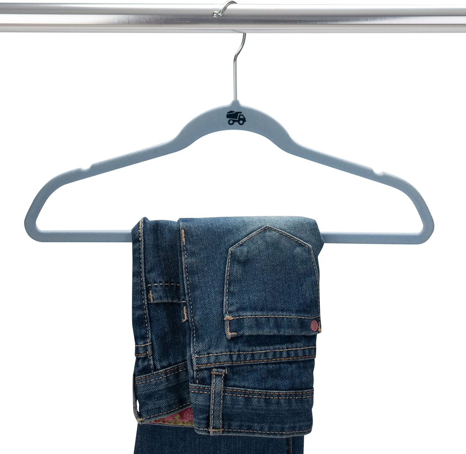 Simplify Paquete de 25 perchas de terciopelo para niños, delgadas, diseño antideslizante, ahorro de espacio, ropa para niños, camisas, pantalones,