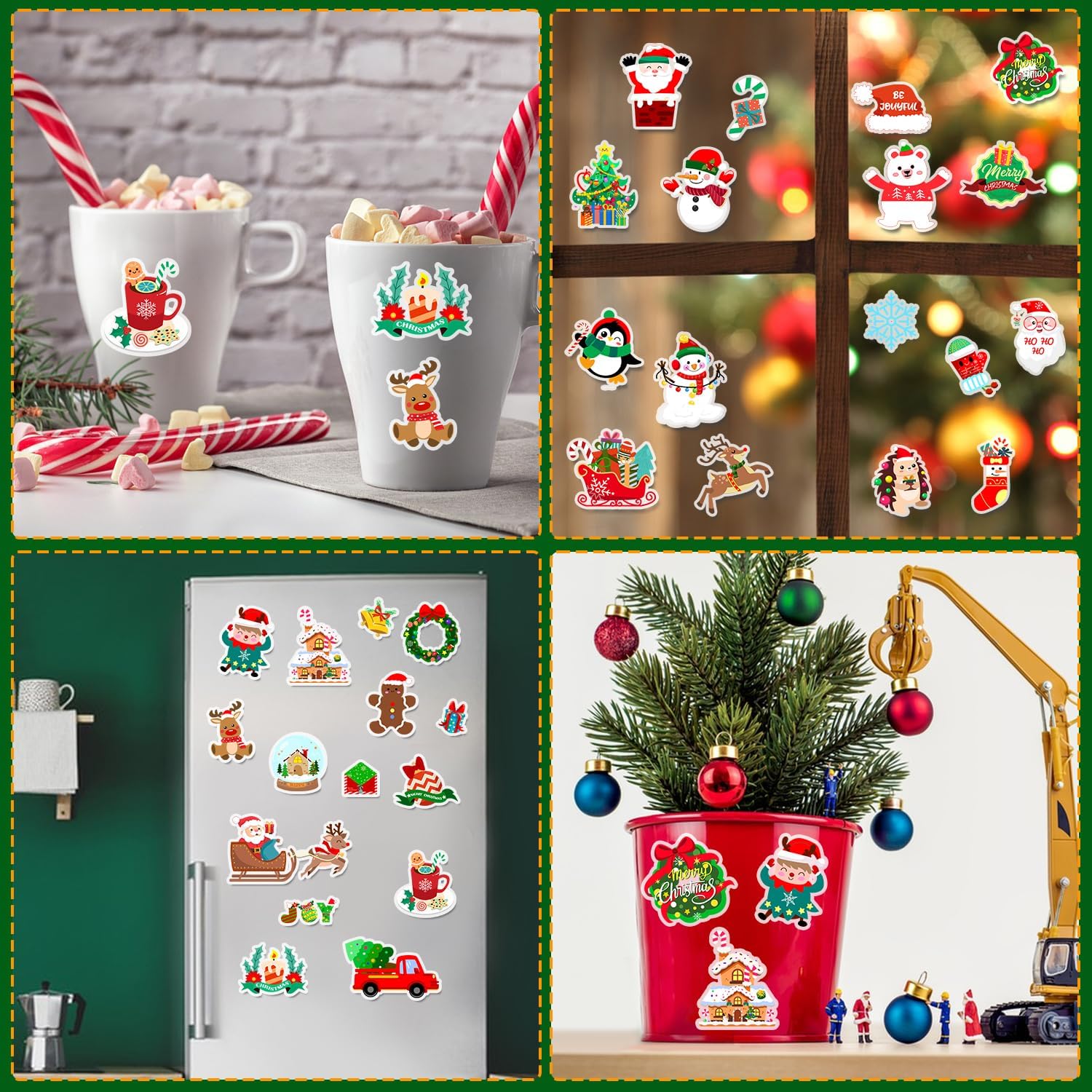 Calcomanías de gel grueso para ventana de niños, para niños, para niños y adultos, para aula, hogar, guardería, avión, fiesta de cumpleaños (Navidad