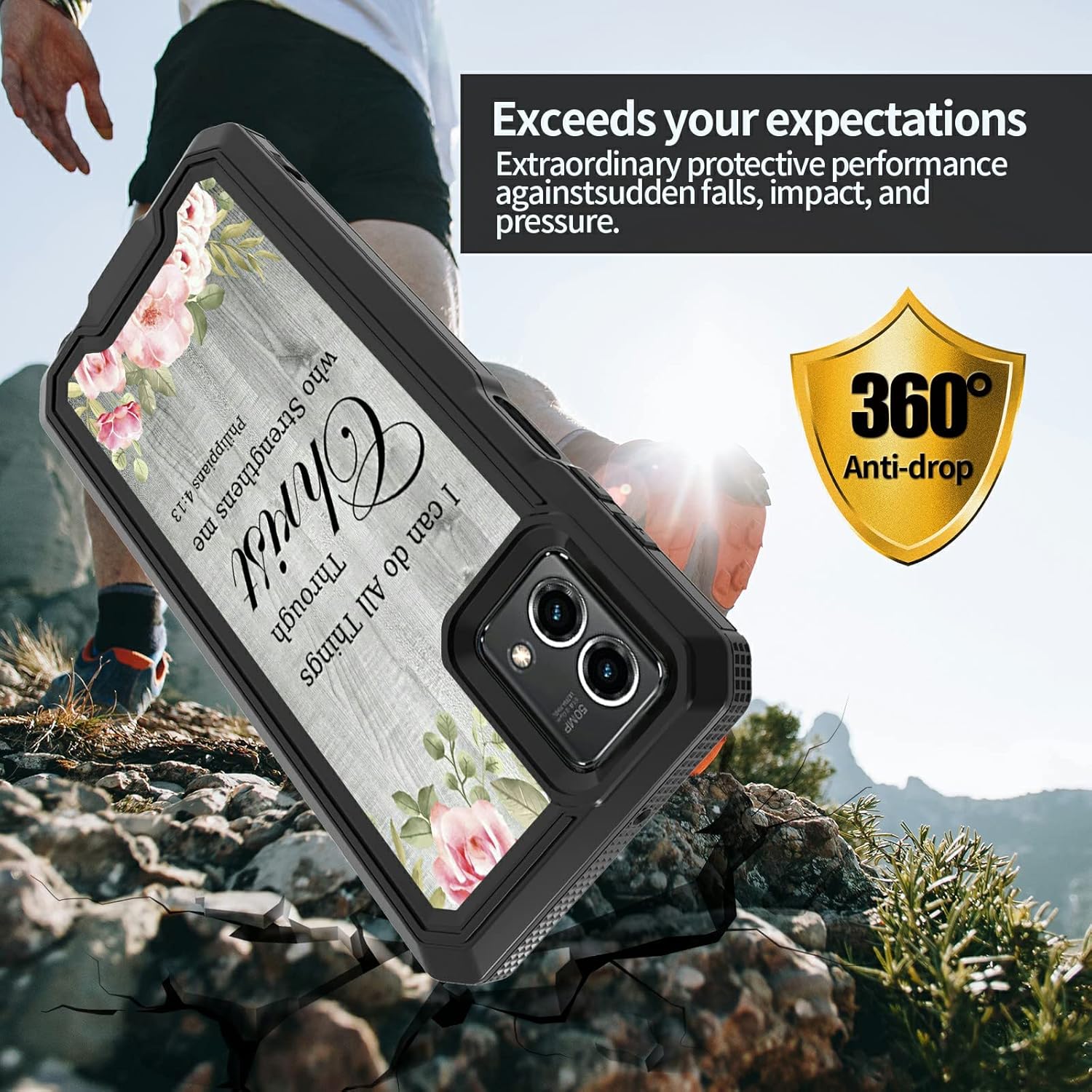 Rossy Funda para teléfono Motorola Moto G Stylus 5G 2023 con versículo de la Biblia, patrón de filipenses 4-13 para mujeres y hombres, funda híbrida