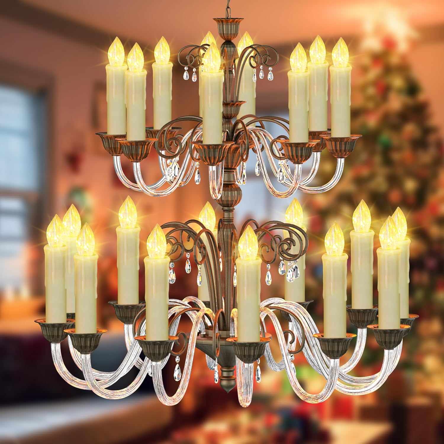 Velas de Navidad para ventana con control remoto, accesorios