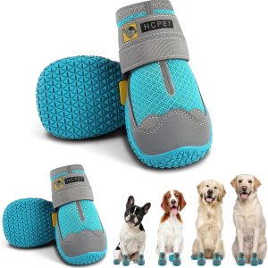 Hcpet – Botas de perro para mascotas, impermeables, transpirables, antideslizantes, 3M, con correa reflectante de tamaño pequeño a grande, 4 unidades Hcpet – Botas de perro para mascotas, impermeables, transpirables, antideslizantes, 3M, con correa reflectante de tamaño pequeño a grande, 4 unidades