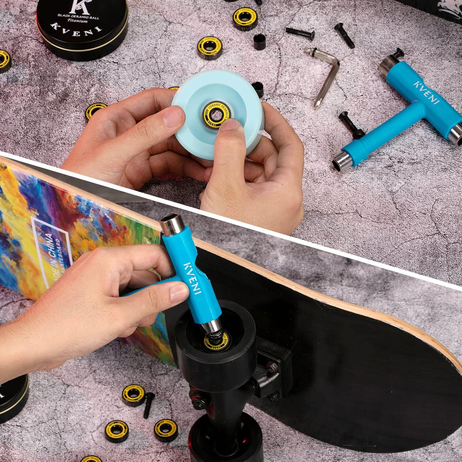 Juego de rodamientos de cerámica para patineta con espaciadores, rodamientos para longboard ABEC-9, 608 rodamientos para patineta, longboard,