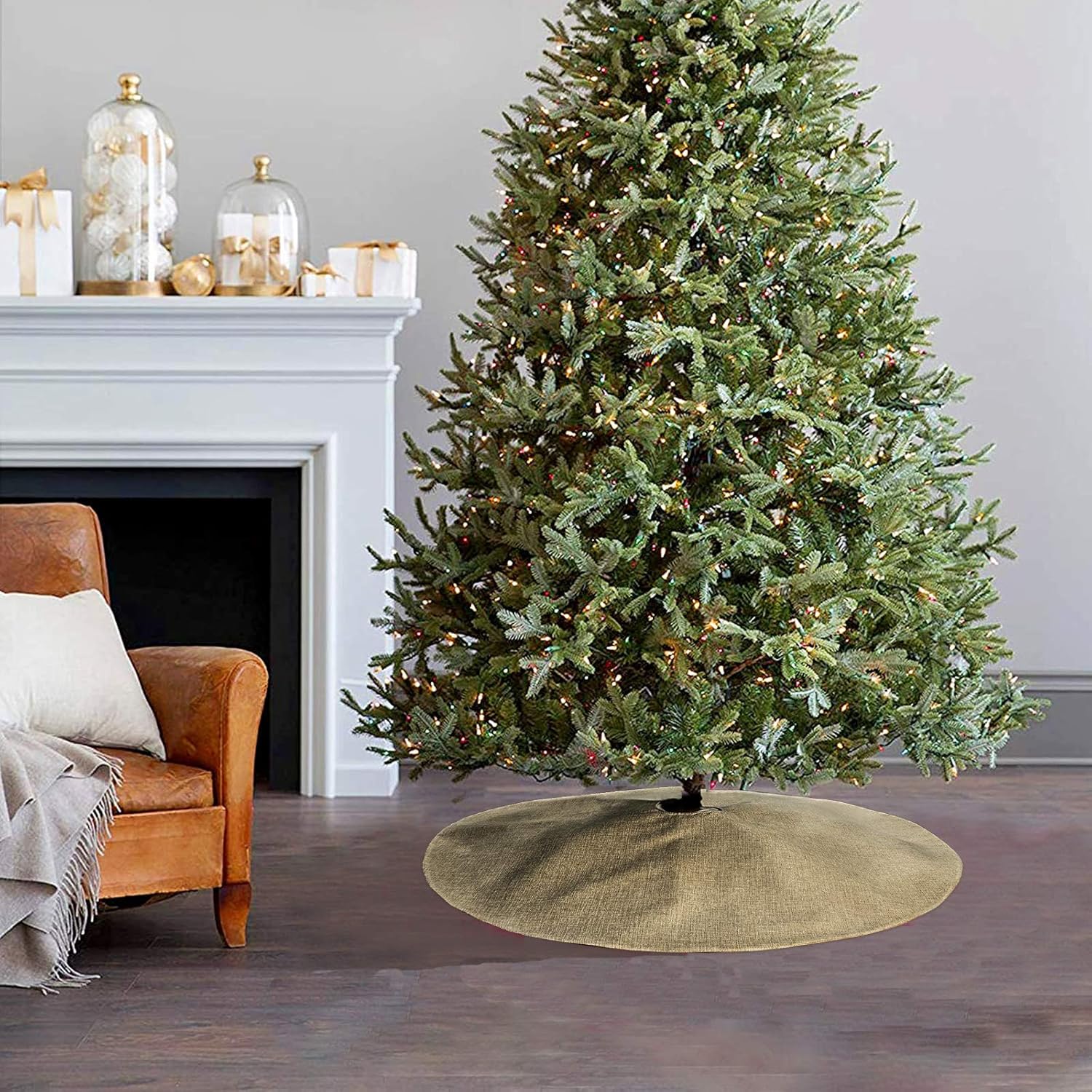 Ivenf Falda de árbol de Navidad, 36 pulgadas, pequeñas faldas de arpillera de doble capa, falda de árbol de yute rústico para decoración del hogar,