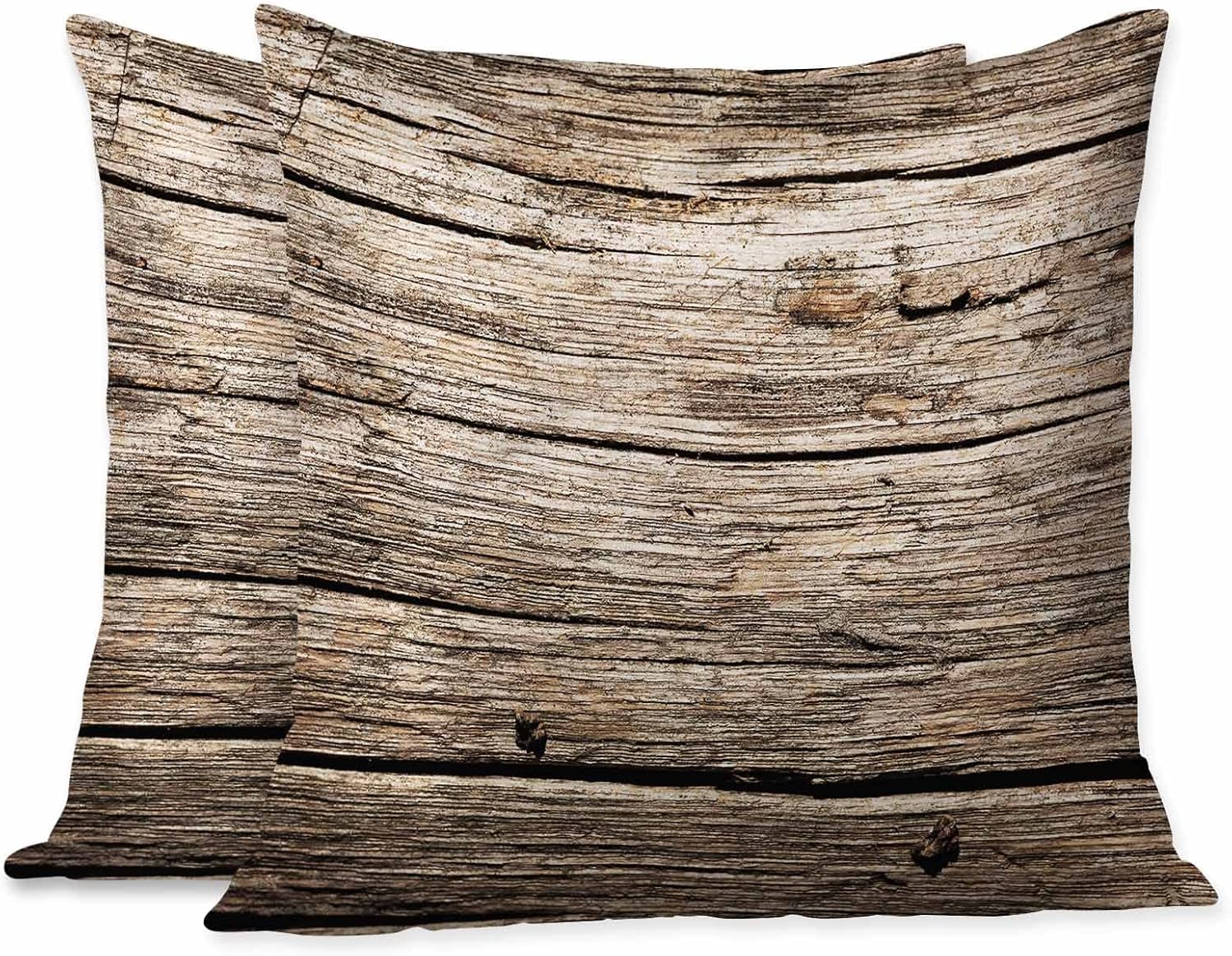 Beabes Juego de 2 fundas de cojín cuadradas con textura de tablones de madera antigua, nostálgica, rústica, decorativa, para dormitorio, sala de