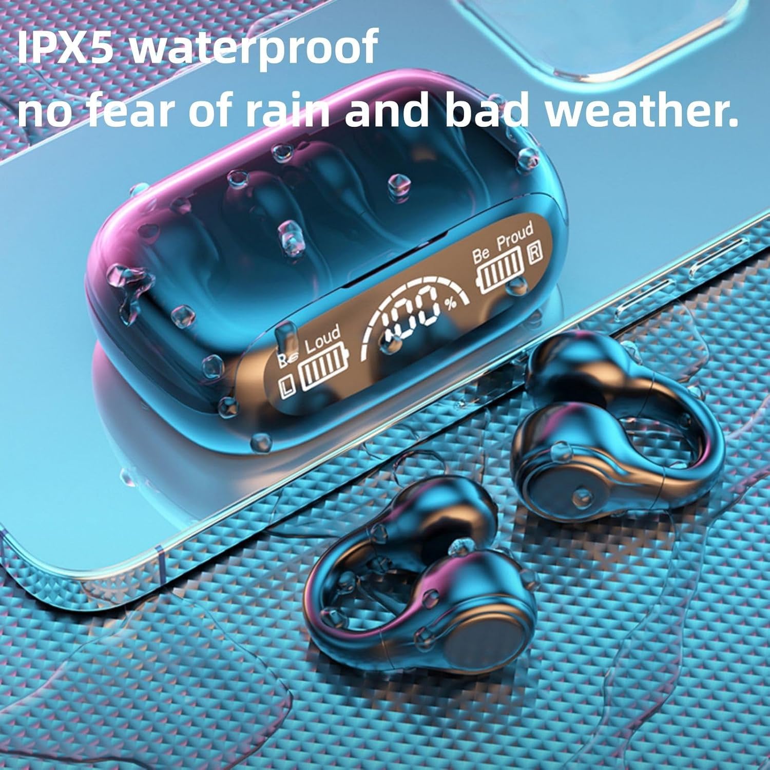 GBSELL Auriculares inalámbricos de conducción con clip para la oreja, Bluetooth 5.3, impermeables, para correr, deportes, ciclismo, conducción