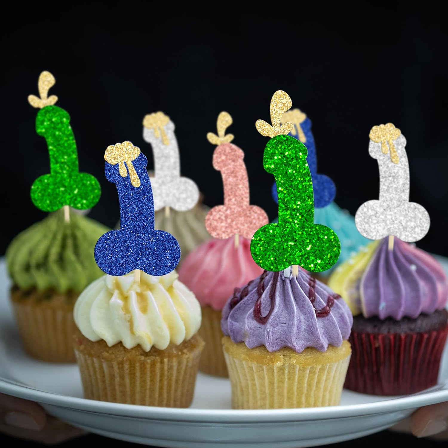 Gyufise 24 piezas de decoración de cupcakes para despedida de soltero con purpurina para despedidas de soltera o cupcakes, decoraciones divertidas