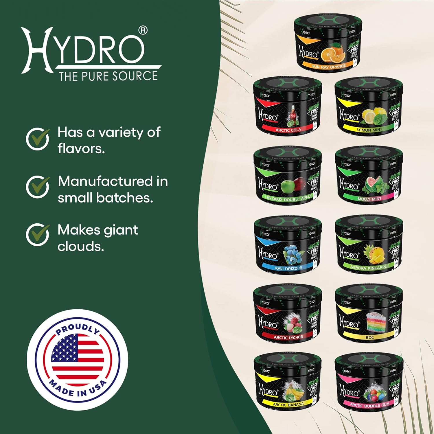 Hydro – Hierbas para shisha o hookah, 250 gramos, sabor de alta calidad, sin tabaco ni nicotina, 1