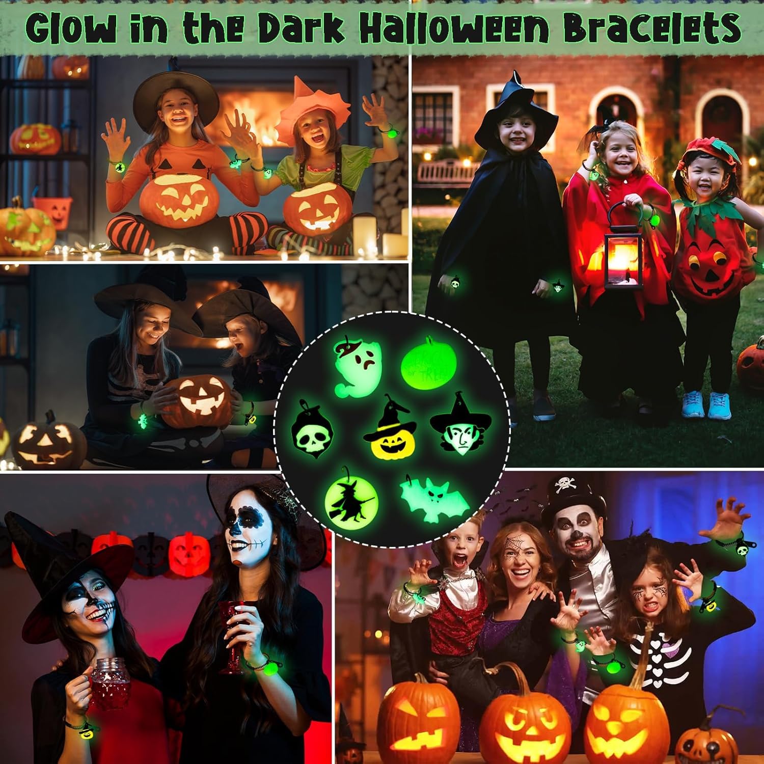 kockuu 28 pulseras de Halloween con cremallera para niños pequeños, pulseras de golosinas de Halloween que brillan en la oscuridad, recuerdos de