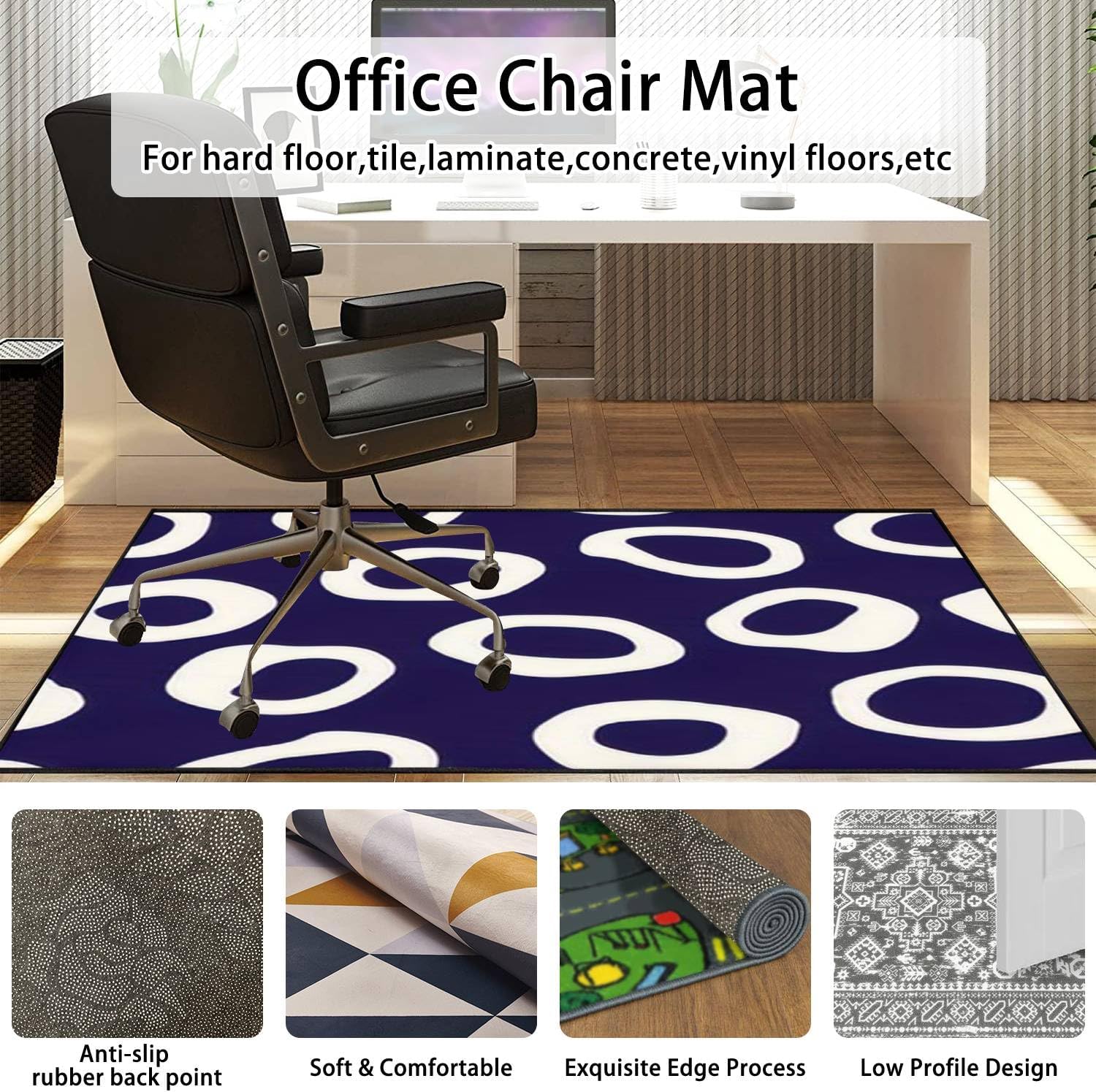 Retro Irregular Shaped Circles Seamless Modern Mid Century Abstract Area Rug Outdoor Patio Rug Play Mat Modern Floor Carpet Non-Slip Home Decor