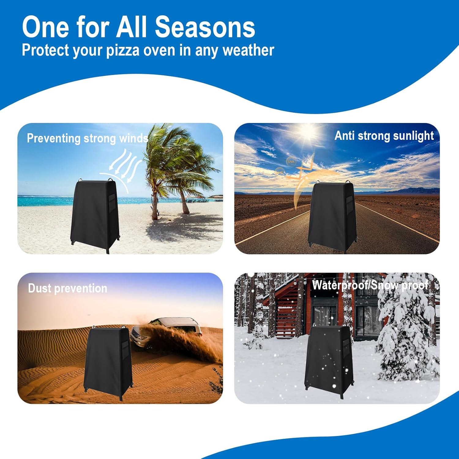 YZNKLXF Funda para horno de pizza Ninja OO101 Woodfire Series para soporte al aire libre, con bolsillos y asa, negro, accesorios para horno de pizza