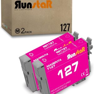 Run Star Paquete de 2 cartuchos de tinta 127 magenta remanufacturados de repuesto para Epson 127 T127 uso para Epson Workforce 60 530 625 545 645 Run Star Paquete de 2 cartuchos de tinta 127 magenta remanufacturados de repuesto para Epson 127 T127 uso para Epson Workforce 60 530 625 545 645