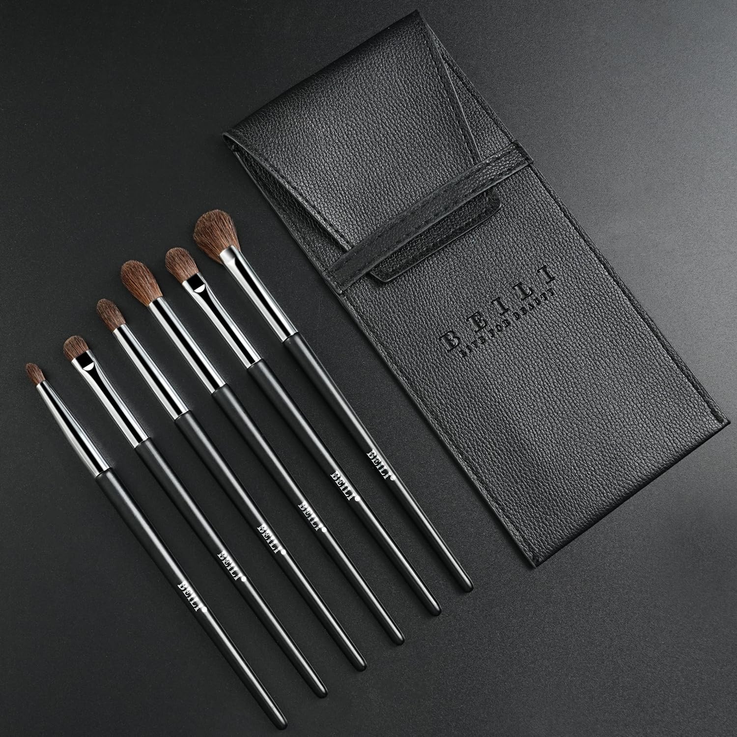 BEILI Juego de 6 brochas de maquillaje de ojos, pinceles pequeños y portátiles para sombra de ojos, brochas de maquillaje para sombra de ojos,