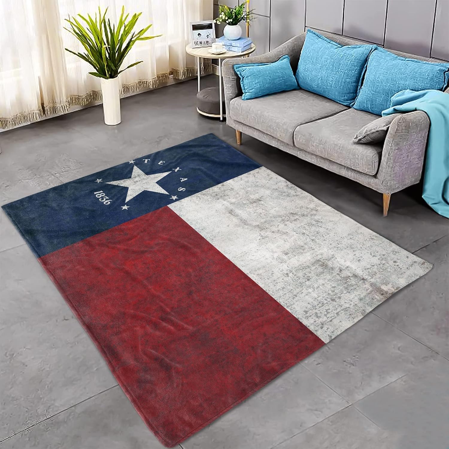 Manta de bandera de Texas, lujosa y cómoda, acogedora manta con estampado de bandera del estado de TX vintage, manta de estado de estrella solitaria