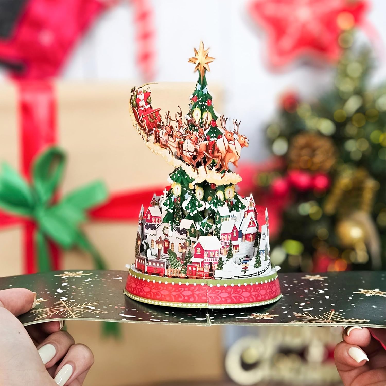 22 CRAFT By 22CRAFT Tarjetas de Navidad desplegables, tarjetas de Navidad 3D emergentes de árbol de Navidad, tarjeta de felicitación de Navidad de 6